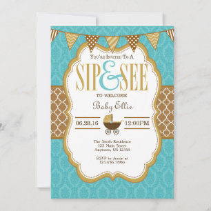 Aquamarine goldbraune Sippe und Einladung