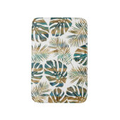 Aquamarine, goldene gemusterte tropische Blätter P Badematte (Vorderseite Vertikal)