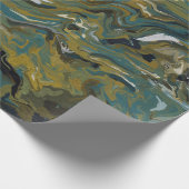 Aquamarine, goldene, weiße und schwarze Öle Geschenkpapier (Ecke)