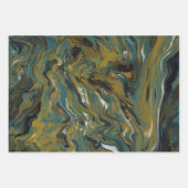 Aquamarine, goldene, weiße und schwarze Öle Geschenkpapier Set (Vorderseite)