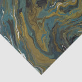 Aquamarine, goldene, weiße und schwarze Öle Seidenpapier (Detail)