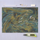 Aquamarine, goldene, weiße und schwarze Öle Seidenpapier (Handwerk)