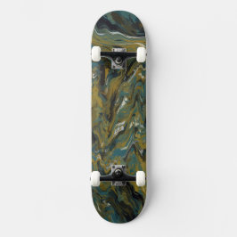 Aquamarine, goldene, weiße und schwarze Öle Skateboard