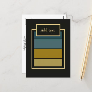 Aquamarine, goldene, weiße und schwarze Streifen Postkarte