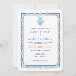 Aquamarine Goldhamsa geometrische Hochzeitseinladu Einladung