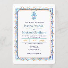 Aquamarine Goldhamsa geometrische Hochzeitseinladu Einladung
