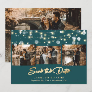 Aquamarine Goldhochzeit 4 - FotoCollage Save the D Date
