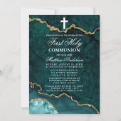 Aquamarine Goldmarble Agate Geode Erste Heilige Ko Einladung (Vorderseite)