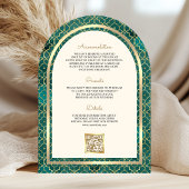 Aquamarine Goldmedaille QR Code Sikh Arch Wedding Einladung