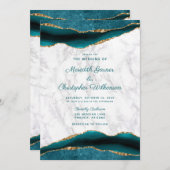 Aquamarine Goldmedaille und Marmorhochzeit Einladung (Vorne/Hinten)
