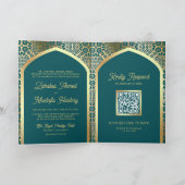 Aquamarine Goldmedaillen-QR-Code für muslimische H Einladung (Innenseite)