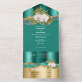 Aquamarine Goldorchid Glitzer Insel Tropische Hoch All In One Einladung (Innen Boden)