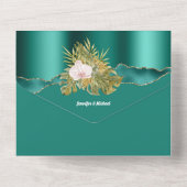 Aquamarine Goldorchid Glitzer Insel Tropische Hoch All In One Einladung (Rückseite)