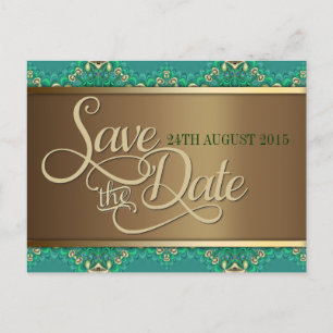 Aquamarine Goldrandkarte Save the Date Postkarte