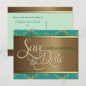 Aquamarine Goldrandkarte Save the Date Postkarte (Vorne/Hinten)