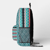 AQUAMARINE, GRAU SCHWARZE, ROTE GEOMETRISCHE PATTE BEDRUCKTER RUCKSACK (Rechts)