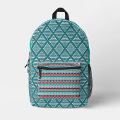AQUAMARINE, GRAU SCHWARZE, ROTE GEOMETRISCHE PATTE BEDRUCKTER RUCKSACK (Vorderseite)