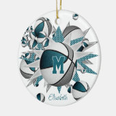 aquamarine graue Basketball-Stars halten das Jahr Keramik Ornament (Links)