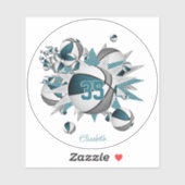 aquamarine graue Basketbälle stern Girls Jersey Nu Aufkleber (Blatt)