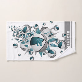 aquamarine graue Basketbälle stern Mädchen mit Mon Handtuch