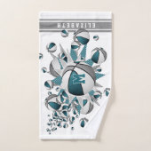 aquamarine graue Basketbälle stern Mädchen mit Mon Handtuch (Handtuch)
