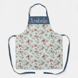 Aquamarine graue Blätter und Schnee Berry Küche Sc Schürze