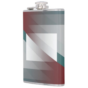 Aquamarine graue Dreiecke auf Bordeaux Flachmann