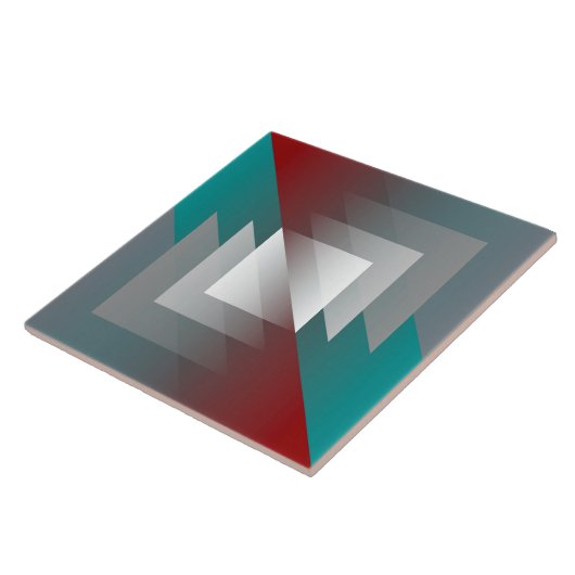 Aquamarine graue Dreiecke auf Bordeaux Fliese (Seite)