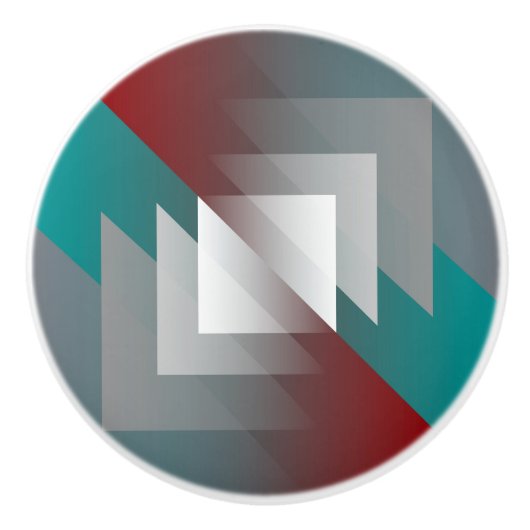 Aquamarine graue Dreiecke auf Bordeaux Keramikknauf (Vorderseite)