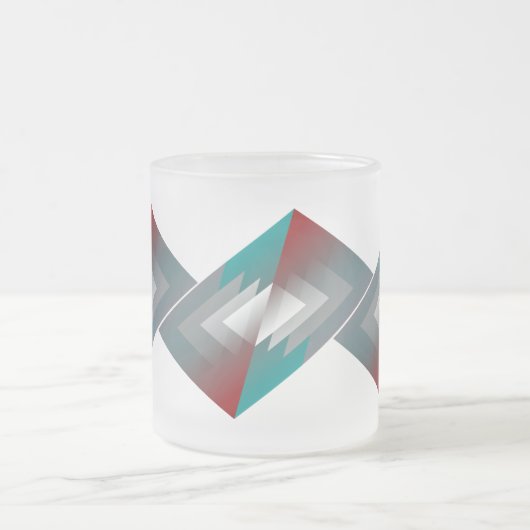 Aquamarine graue Dreiecke auf Bordeaux Mattglastasse (Mittel)