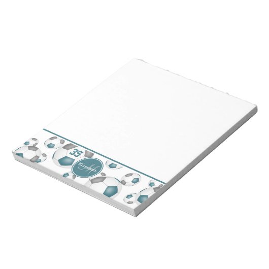 Aquamarine graue Fußballbällchen, mädchenhaft Notizblock (Rotiert)