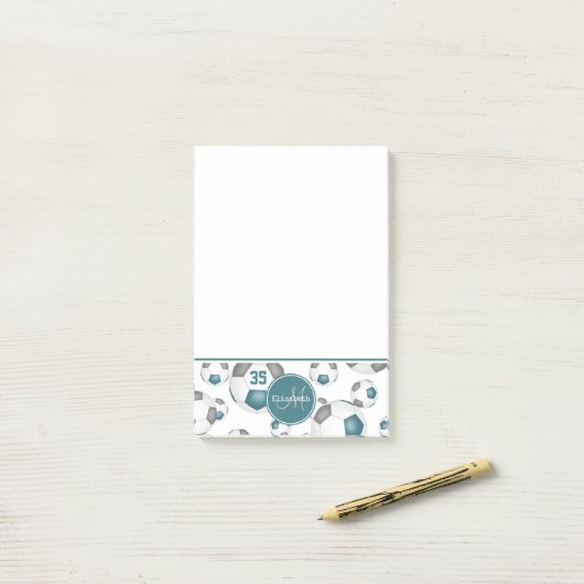 Aquamarine graue Fußballbällchen, mädchenhaft Post-it Klebezettel (Auf Schreibtisch)