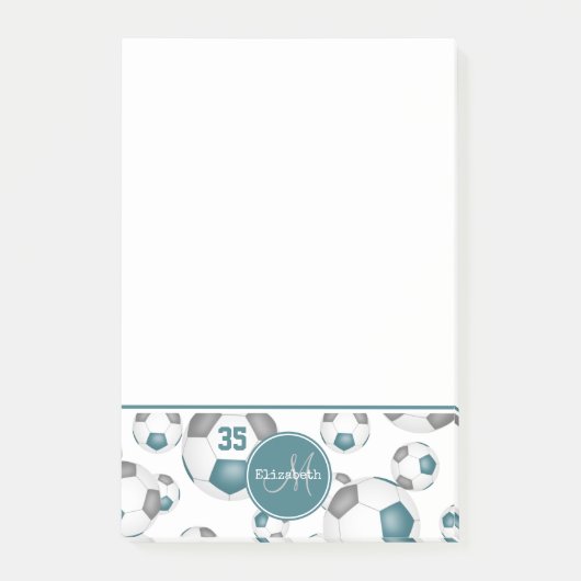 Aquamarine graue Fußballbällchen, mädchenhaft Post-it Klebezettel (Vorderseite)