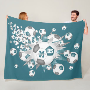 aquamarine graue Fußballbällchen stürmen Mädchensp Fleecedecke