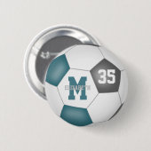 Aquamarine graue Fußballmannschaft färbt Gastgesch Button (Vorne & Hinten)