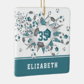 aquamarine graue Fußballstars personalisiert Keramikornament (Rechts)