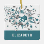 aquamarine graue Fußballstars personalisiert Keramikornament (Vorderseite)