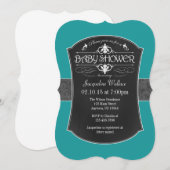 Aquamarine graue Kopfbrett Kinderdusche Einladung (Vorne/Hinten)