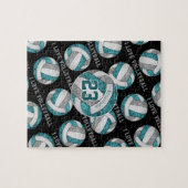 Aquamarine graue Mädchen I Liebe Volleyball person Puzzle (Horizontal)