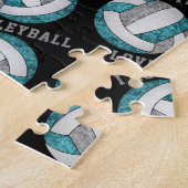 Aquamarine graue Mädchen I Liebe Volleyball person Puzzle (Seite)