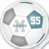 Aquamarine graue Mannschaft färbt Jungen Fußball Aufkleber (Vorderseite)