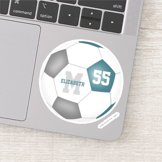 Aquamarine graue Mannschaft färbt Jungen Fußball Aufkleber (Detail)