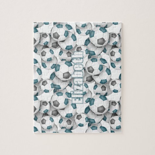 aquamarine graue Mannschaft färbt Jungen Fußball Puzzle (Vertikal)