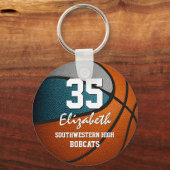 Aquamarine graue Mannschaft färbt Jungs Basketball Schlüsselanhänger (Rückseite)
