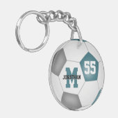 aquamarine graue Mannschaftsfarben - Fußball-Tasch Schlüsselanhänger (Vorderseite links)