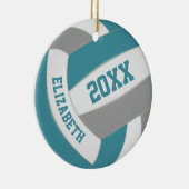 aquamarine graue Mannschaftsfarben Keepsake-Volley Keramik Ornament (Rechts)