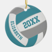 aquamarine graue Mannschaftsfarben Keepsake-Volley Keramik Ornament (Vorne)
