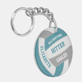 aquamarine graue Mannschaftsfarben personalisierte Schlüsselanhänger (Vorderseite links)