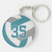 aquamarine graue Mannschaftsfarben personalisierte Schlüsselanhänger (Rückseite)