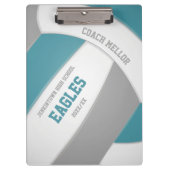 aquamarine graue Mannschaftsfarben Volleyballtrain Klemmbrett (Vorderseite)